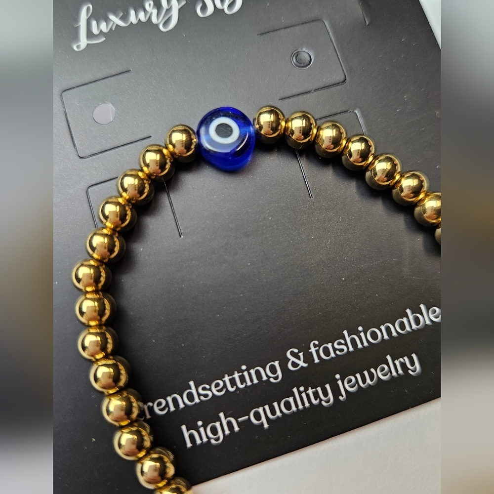 18K gold plated Stainless steel "Evil Eye" bracelet